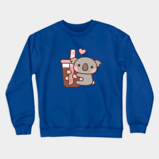 Cute Little Koala Bear Hugging Iced Coffee Crewneck Sweatshirt